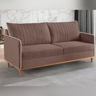 Sofá Fixo 2 Lugares Living Persa Veludo Marrom