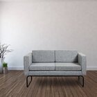 Sofá Fixo 2 Lugares Para Sala De Estar Cinza