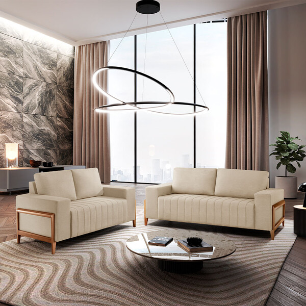 Sofá Fixo 2m Verona Linho Com Molas Meu Sofá Online