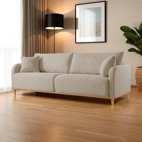 Sofá Fixo 3 Lugares Luxo 180cm Camila Bege