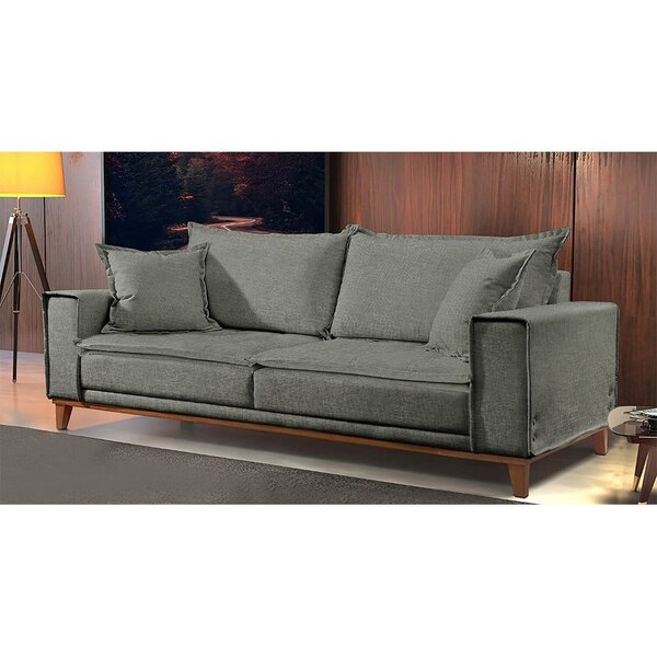 Sofá Fixo 3 Lugares Luxo 200 Cm Aquiles Cinza