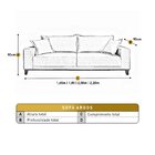 Sofá Fixo 3 Lugares Luxo 200 Cm Argos Bege Claro