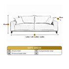 Sofá Fixo 3 Lugares Luxo 200 Cm Argos Bege Claro