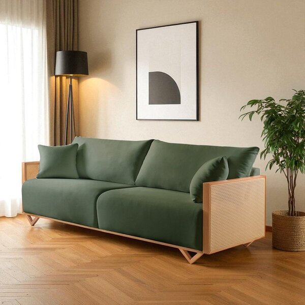 Sofá Fixo 3 Lugares Luxo 210cm Arthur Verde