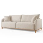 Sofá Fixo 3 Lugares Luxo 220cm Camila Bege Claro