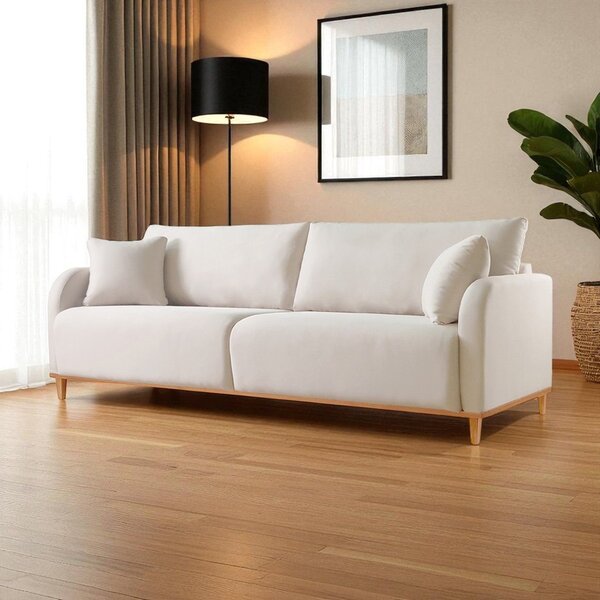 Sofá Fixo 4 Lugares Luxo 2,40m Camila Bege Claro