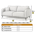 Sofá Fixo 4 Lugares Luxo 280cm Camila Preto