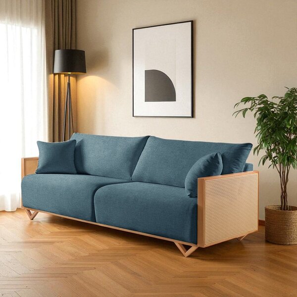 Sofá Fixo 4 Lugares Luxo 290cm Arthur Azul