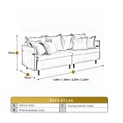 Sofá Fixo Atlas 3 Lugares Luxo 2,20 M Cinza