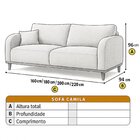 Sofá Fixo Camila 3 Lugares Luxo 2,0m Castellar Móbile Linho B