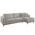 Sofá Fixo Com Chaise 2,5m Cronos Linho Com Molas Lado Direito