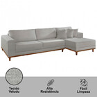 Sofá Fixo Com Chaise 2,5m Cronos Linho Com Molas Lado Direito