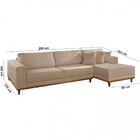 Sofá Fixo Com Chaise 2,5M Cronos Linho Com Molas Lado Direito