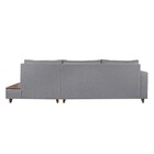 Sofá Fixo Com Chaise Milão Cinza 2,88cm Pés Madeira