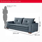 Sofá Fixo De 3 Lugares Unique 2,10m - Tudo De Móveis Cinza