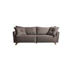 Sofá Fixo Gales 1,90m Tecido Veludo Pés Natural Marrom