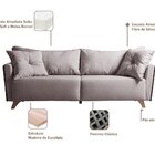 Sofá Fixo Gales 2,10m Tecido Veludo Pés Natural Bege/marrom