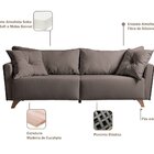 Sofá Fixo Gales 2,10m Tecido Veludo Pés Natural Marrom