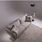 Sofá Fixo Gales 2,30m Tecido Veludo Pés Imbuia Bege/marrom