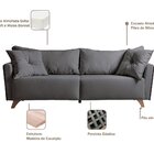 Sofá Fixo Gales 2,30m Tecido Veludo Pés Imbuia Cinza/marrom