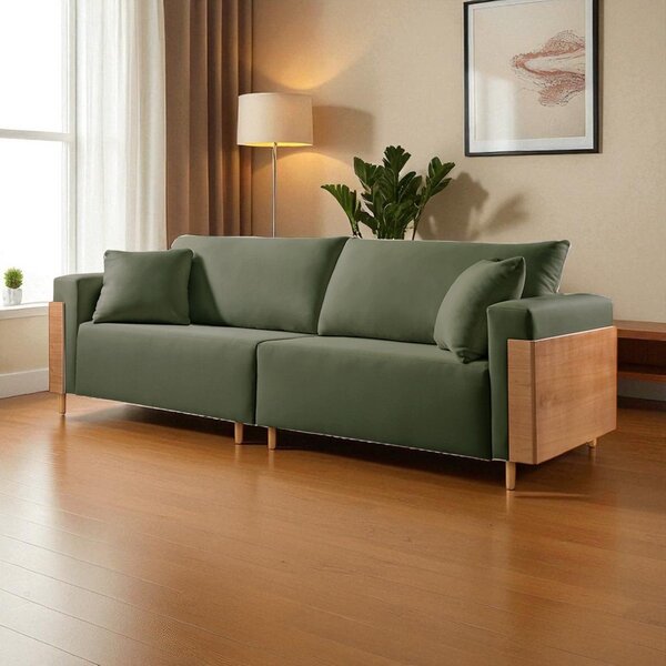 Sofá Fixo Heitor 3 Lugares Luxo Pé De Madeira 1,80m Castellar