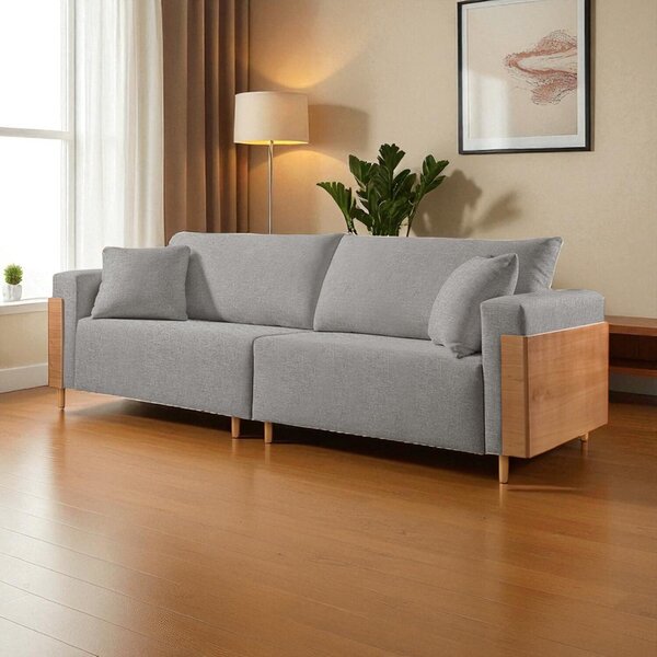 Sofá Fixo Heitor 4 Lugares Luxo Pé De Madeira 2,40m Castellar