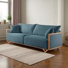 Sofá Fixo Lara 4 Lugares Luxo 2,50m Castellar Móbile Linho Az