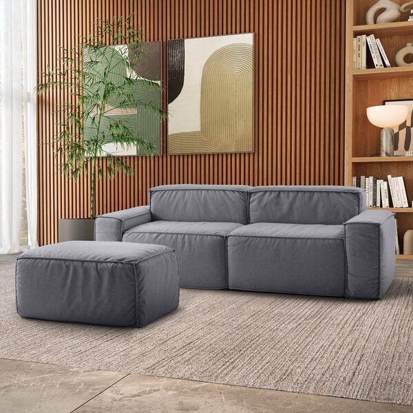 Sofá Fixo Living 3 Lugares 230cm Box Espresso Móveis Linho  C