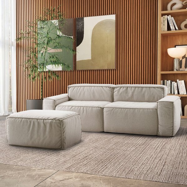 Sofá Fixo Living 3 Lugares 250cm Box Espresso Móveis Linho  B