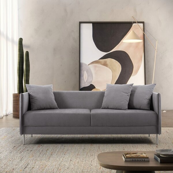 Sofá Fixo Living 3 Lugares E 3 Almofadas 220cm Línea Espresso