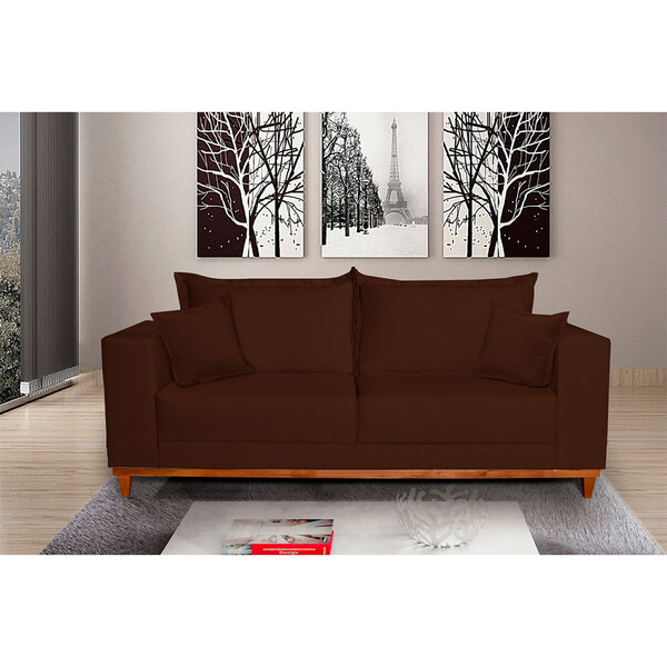 Sofá Fixo Living  3 Lugares Pequim 2.00m Veludo Bege