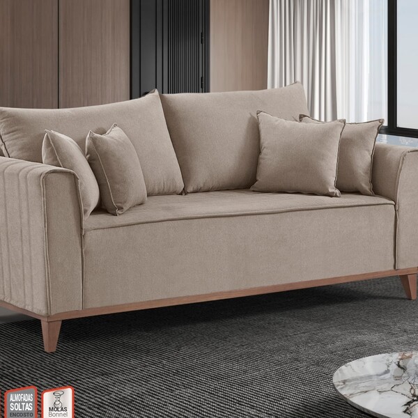 Sofá Fixo M46 2,20cm Base Pés Madeira Maciça