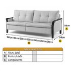 Sofá Fixo Matteo 3 Lugares Luxo 1,80m Castellar Móbile Corino