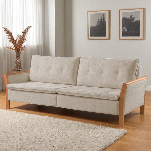 Sofá Fixo Matteo 3 Lugares Luxo 2,0m Castellar Móbile Linho B