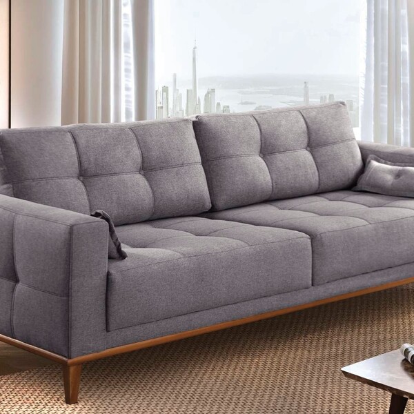 Sofá Fixo Mercúrio 1,80cm Pés Madeira Almofadas Soltas