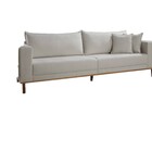 Sofá Fixo New 2,70m Pés Em Madeira Almofadas Soltas