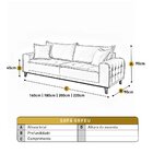 Sofá Fixo Orfeu 3 Lugares Luxo 1,80m Cinza