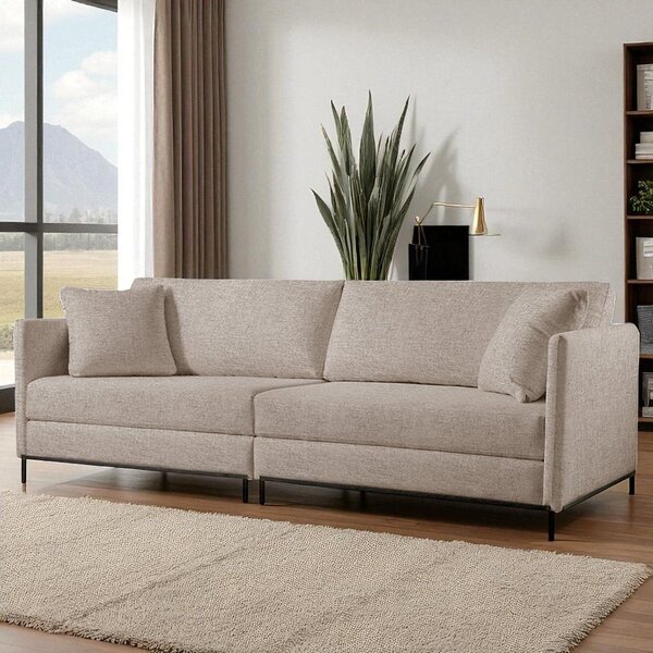 Sofá Fixo Ravi 4 Lugares Luxo 2,50m Castellar Móbile Linho Ca