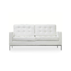Sofá Florence Knoll 2 Lugares Inox Em Sintético Branco
