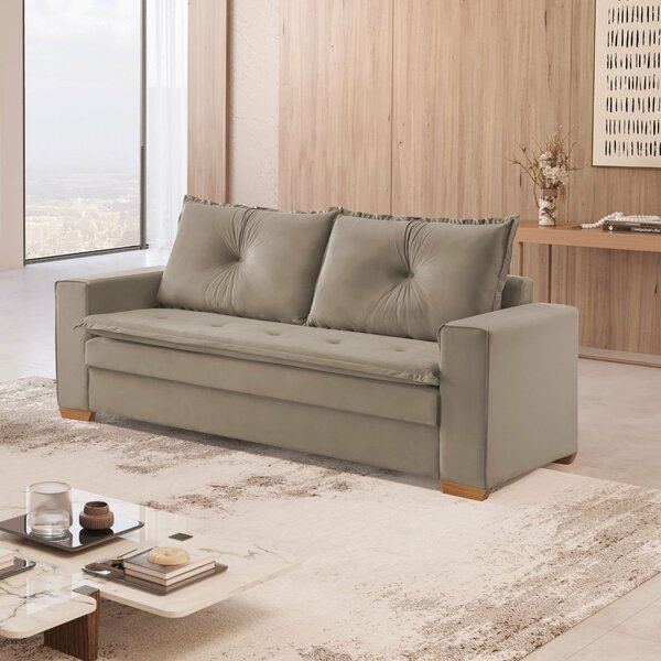 Sofá Florianópolis 3 Lugares 210 Cm Veludo Bege