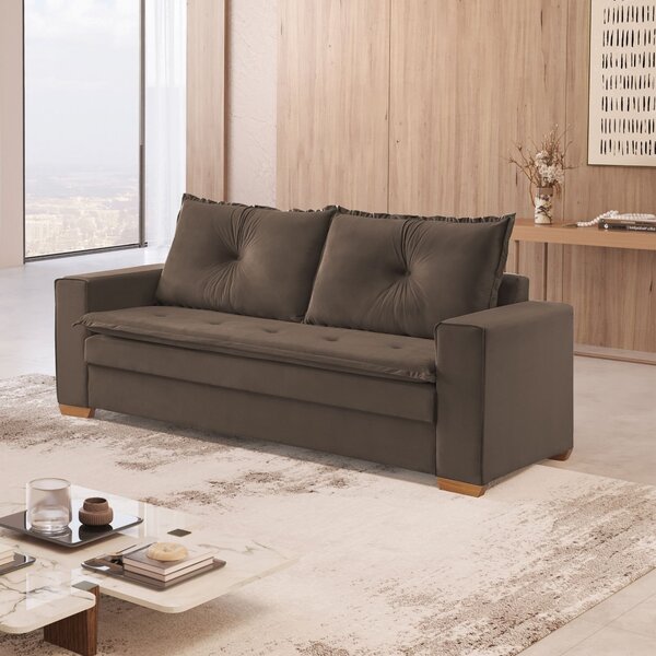 Sofá Florianópolis 3 Lugares 210 Cm Veludo Marrom