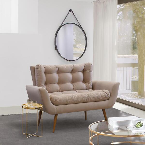 Sofá Formosa Com Pés Em Madeira - Bege