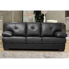 Sofá Fresno 3 Lugares Pés Madeira Couro Preto - Mempra