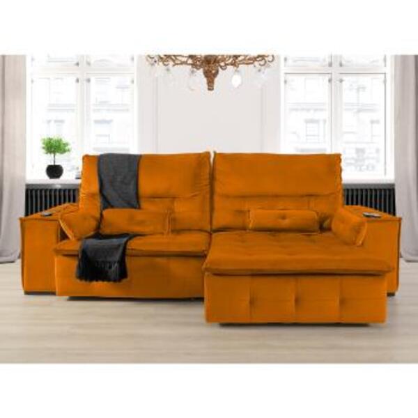 Sofá Fusion 2.80m Elétrico Com Usb E Vibro Massagem - Terra