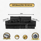 Sofá Fusion 3.00m Elétrico Com Usb E Vibro Massagem - Preto