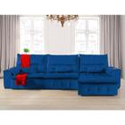 Sofá Fusion 3.30m Elétrico Com Usb E Vibro Massagem - Azul