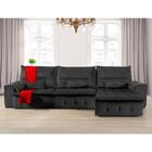 Sofá Fusion 3.30m Elétrico Com Usb E Vibro Massagem - Preto