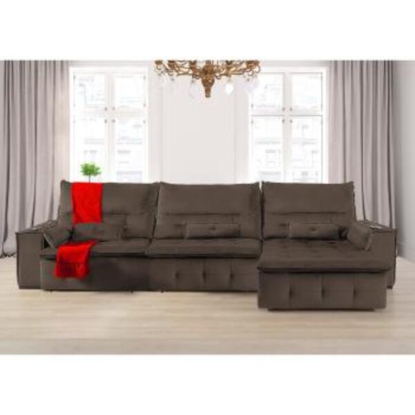 Sofá Fusion 3.60m Elétrico Com Usb E Vibro Massagem - Marrom