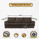Sofá Fusion 3.60m Elétrico Com Usb E Vibro Massagem - Marrom