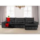 Sofá Fusion 3.60m Elétrico Com Usb E Vibro Massagem - Preto